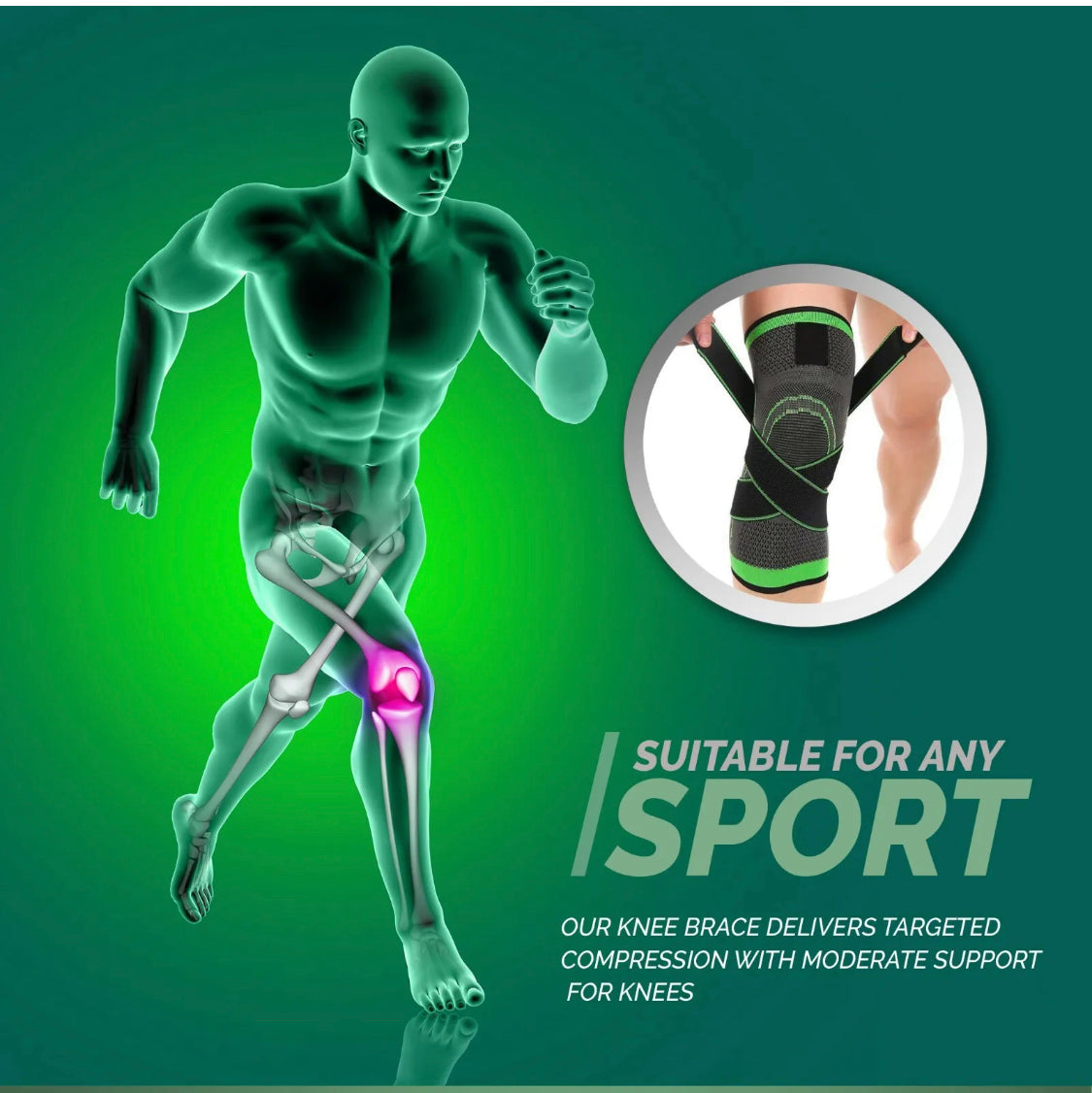 Knee Support Brace - Arthritis Pain, Injury Recovery, Running, Workout