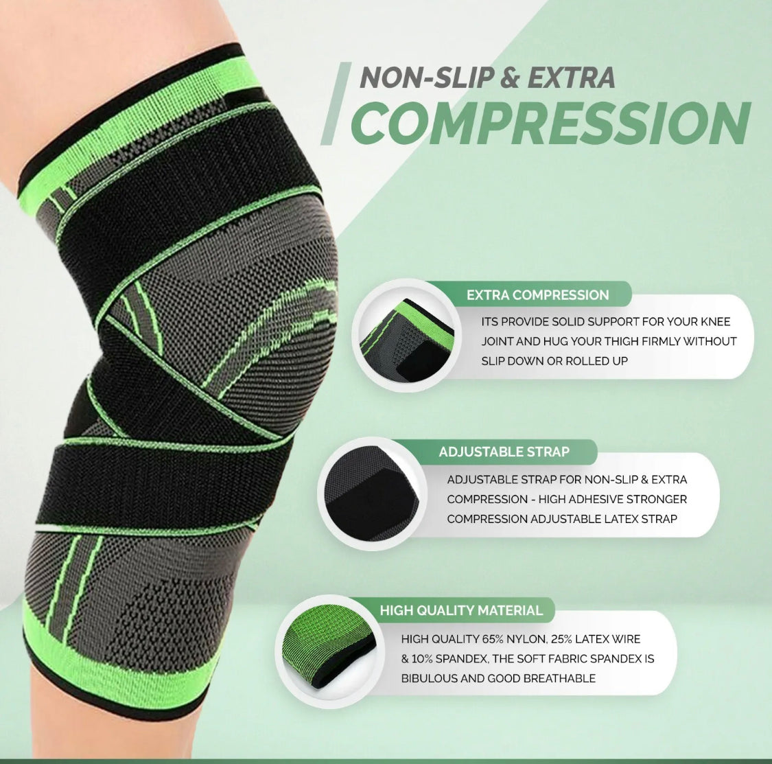 Knee Support Brace - Arthritis Pain, Injury Recovery, Running, Workout