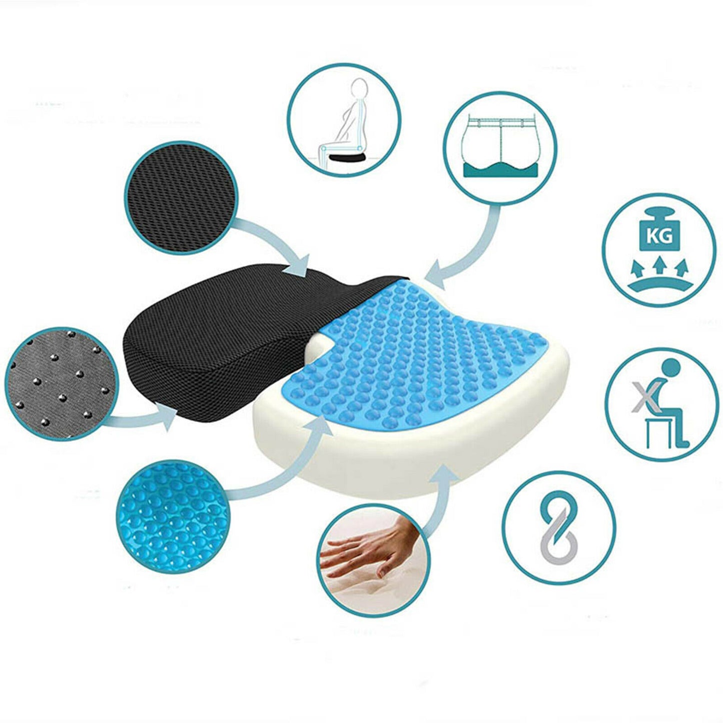 Orthopaedic Gel Memory Chair Cushion